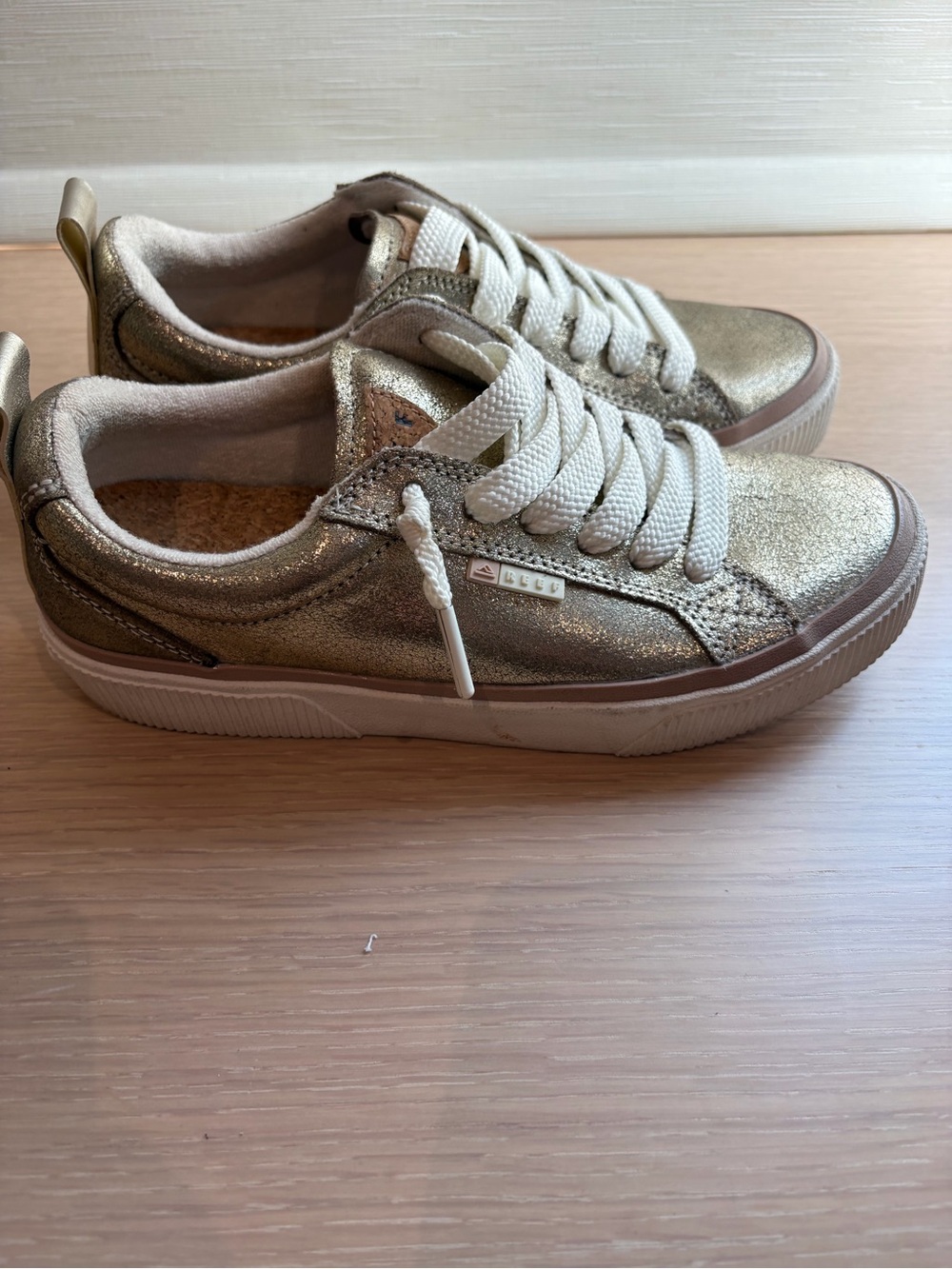 Reef Kids Gold Metallic Lace-Up Sneakers
